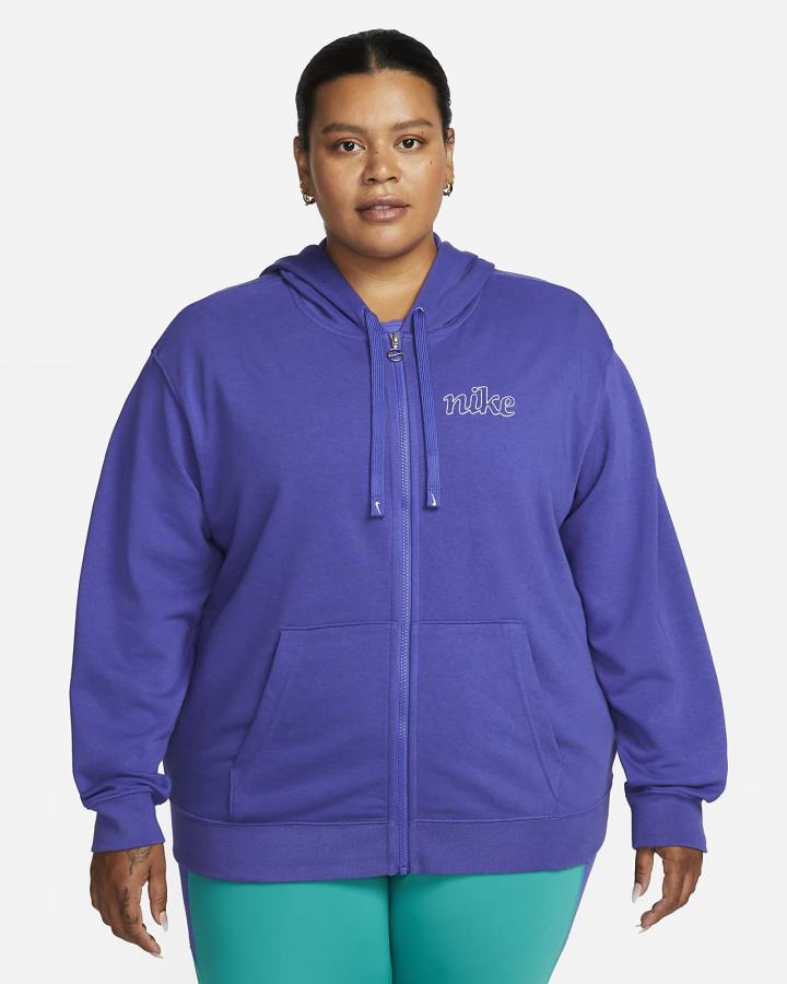 Nike Dri-FIT Get Fit Graficke Full-Zip Training (Plus Size) Ženske Majica S Kapuljačom Bijele | HR-79826HZAN