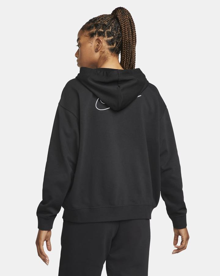 Nike Dri-FIT Get Fit Graficke Full-Zip Training (Plus Size) Ženske Majica S Kapuljačom Crne Bijele | HR-90713KSBG