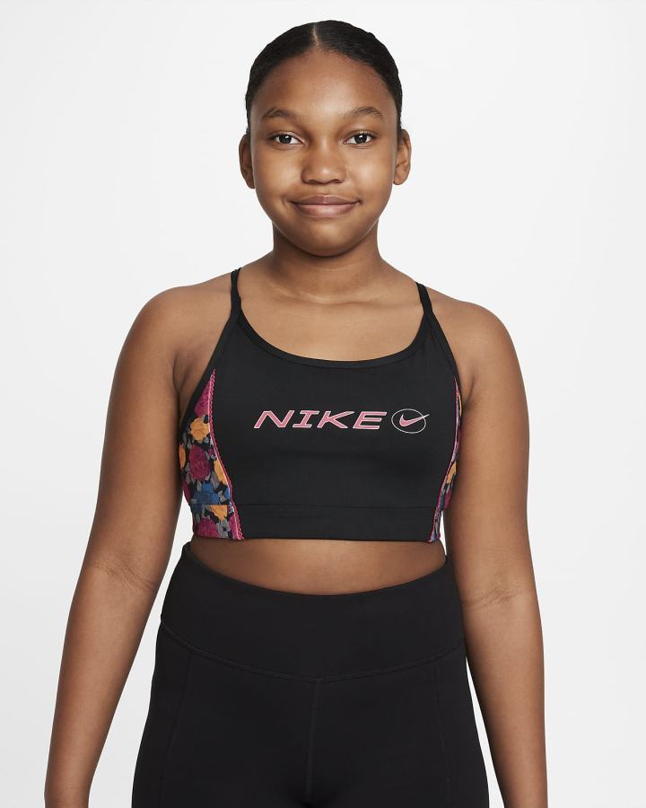 Nike Dri-FIT Indy Icon Clash Kids Za Djevojčice Sportski Grudnjak Crne Roze Bijele | HR-04265ZCHG