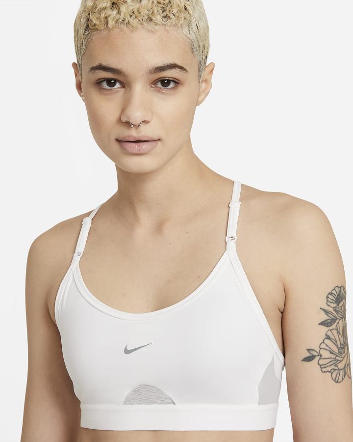 Nike Dri-FIT Indy Light-Support Podstavljena U-Neck Ženske Sportski Grudnjak Bijele Sive | HR-72405DMHY