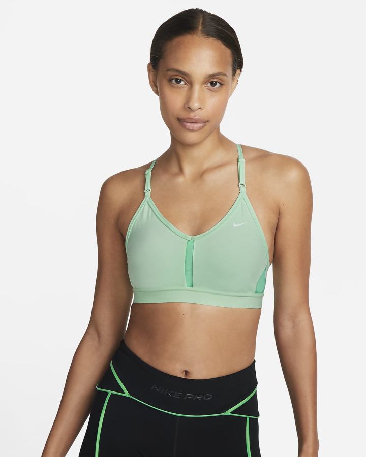 Nike Dri-FIT Indy Light-Support Podstavljena V-Neck (Plus Size) Ženske Sportski Grudnjak Menta Bijele | HR-78293HNAV