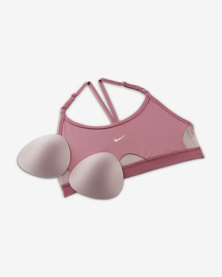 Nike Dri-FIT Indy Light-Support Podstavljena U-Neck Ženske Sportski Grudnjak Roze Bijele | HR-85724ZRXM