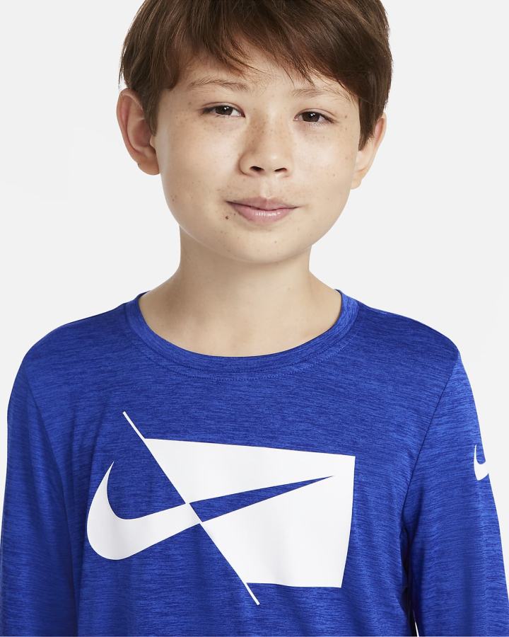 Nike Dri-FIT Kids Long-Sleeve Training Top Za Dječake Košulje Kraljevska Plava Tamno Kraljevska Plava Plave Bijele | HR-35096PVRG