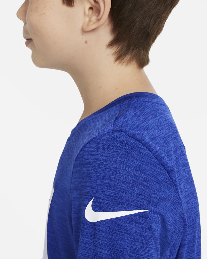 Nike Dri-FIT Kids Long-Sleeve Training Top Za Dječake Košulje Kraljevska Plava Tamno Kraljevska Plava Plave Bijele | HR-35096PVRG