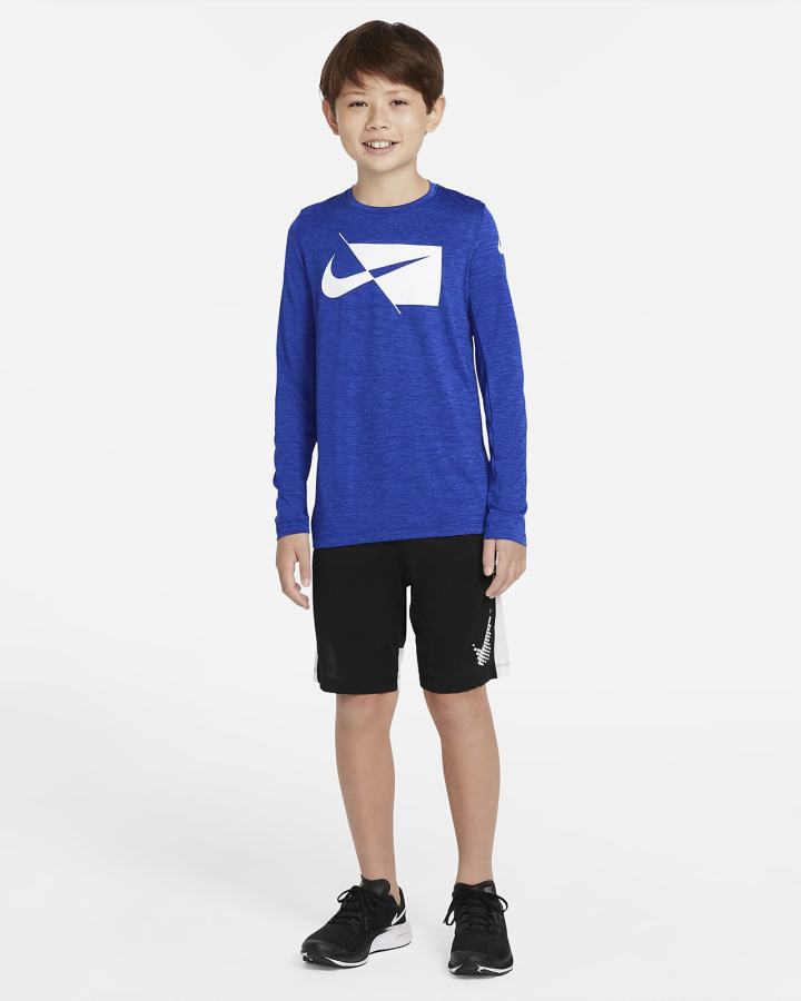 Nike Dri-FIT Kids Long-Sleeve Training Top Za Dječake Košulje Kraljevska Plava Tamno Kraljevska Plava Plave Bijele | HR-35096PVRG