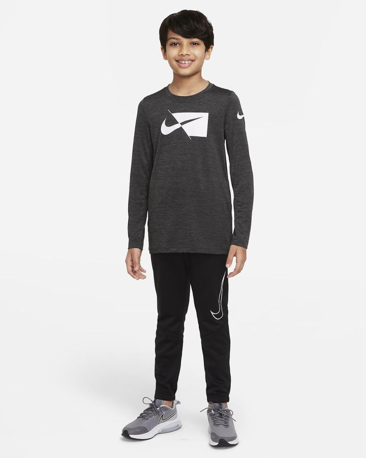 Nike Dri-FIT Kids Long-Sleeve Training Top Za Dječake Košulje Crne Tamno Sive Bijele | HR-35264WMLX