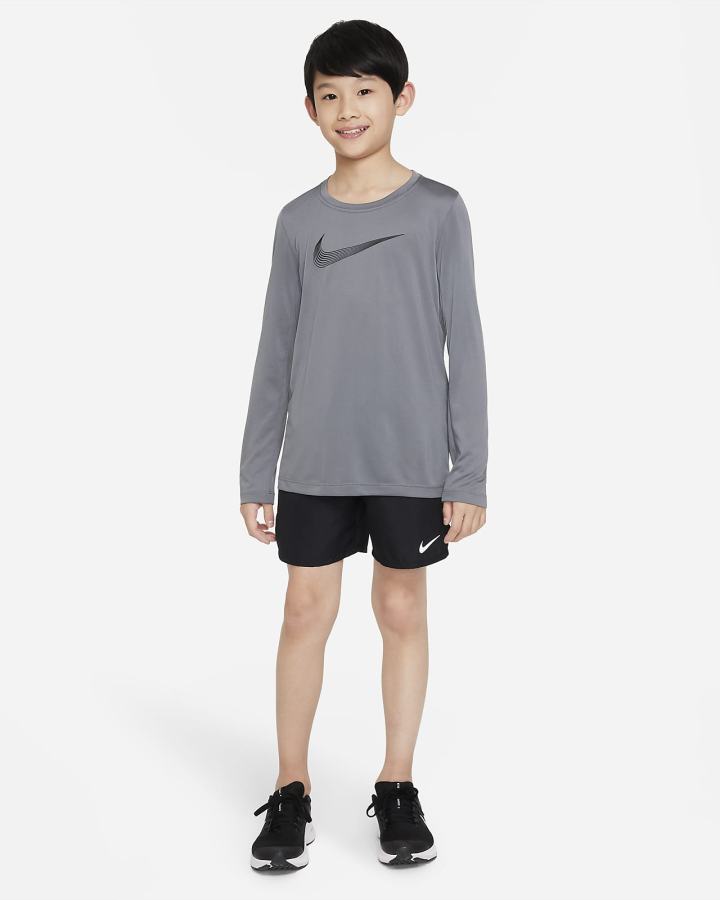 Nike Dri-FIT Kids Long-Sleeve Training Top Za Dječake Košulje Sive Crne | HR-39102EHND