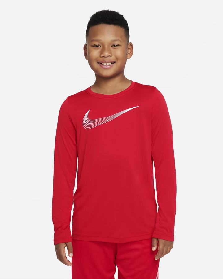 Nike Dri-FIT Kids Long-Sleeve Training Top Za Dječake Košulje Crvene Bijele | HR-92158VDAC