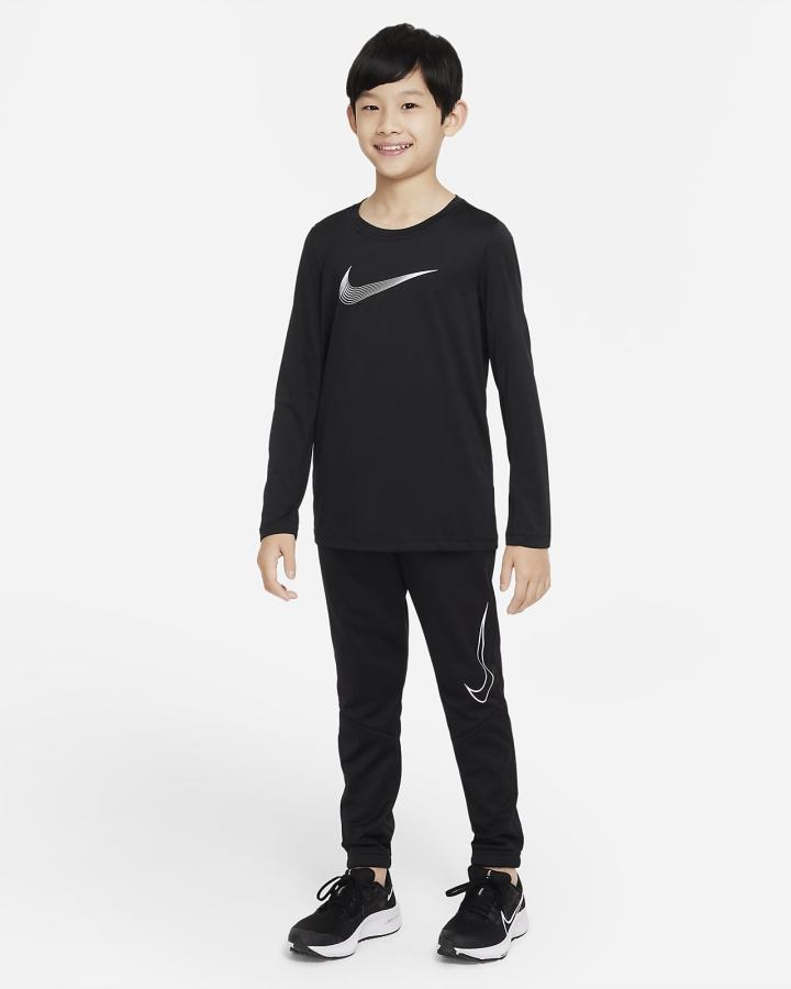 Nike Dri-FIT Kids Long-Sleeve Training Top Za Dječake Košulje Crne Bijele | HR-92413UNGY