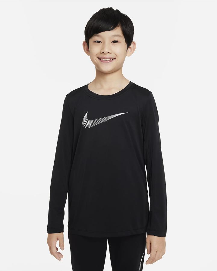 Nike Dri-FIT Kids Long-Sleeve Training Top Za Dječake Košulje Crne Bijele | HR-92413UNGY