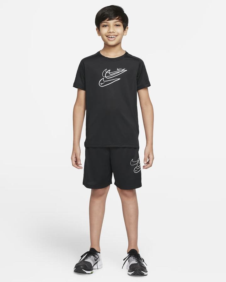 Nike Dri-FIT Kids Training Top (Extended Size) Za Dječake Majice Crne Bijele | HR-69408JART