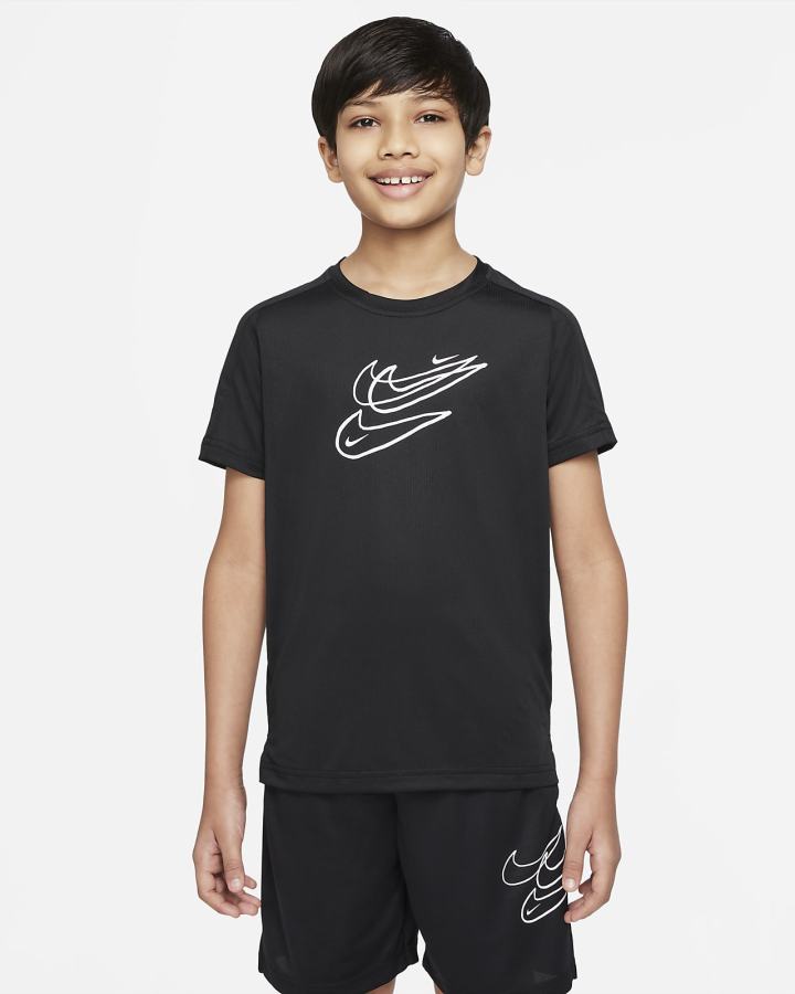 Nike Dri-FIT Kids Training Top (Extended Size) Za Dječake Majice Crne Bijele | HR-69408JART