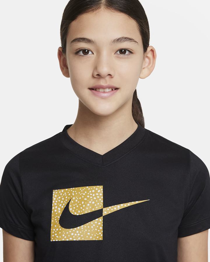 Nike Dri-FIT Kids V-Neck Za Djevojčice Majice Crne | HR-24839KHUF