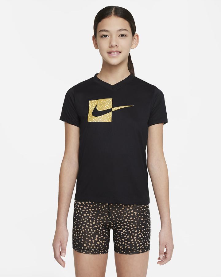 Nike Dri-FIT Kids V-Neck Za Djevojčice Majice Crne | HR-24839KHUF