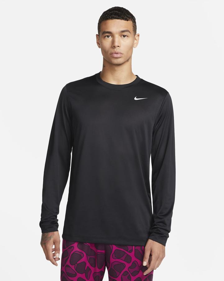 Nike Dri-FIT Legend Long-Sleeve Fitness Top Muške Košulje Crne Srebrne | HR-05872SVKU