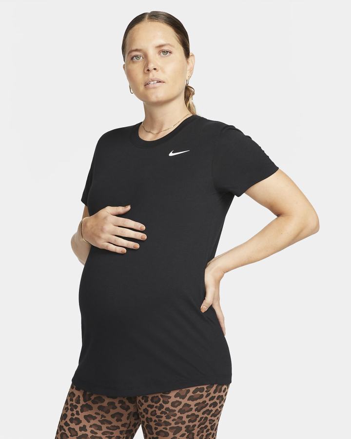 Nike Dri-FIT (M) (Maternity) Ženske Majice Crne Bijele | HR-53720GYWT