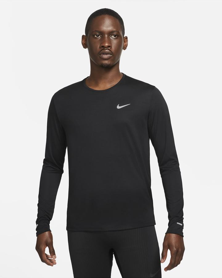 Nike Dri-FIT Miler Long-Sleeve Muške Topovi Za Trčanje Crne | HR-15406BMCJ