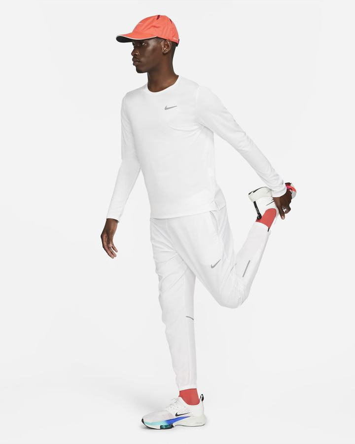 Nike Dri-FIT Miler Long-Sleeve Muške Topovi Za Trčanje Bijele | HR-76531QCLY