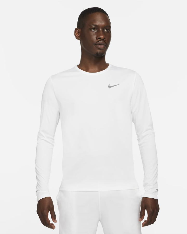 Nike Dri-FIT Miler Long-Sleeve Muške Topovi Za Trčanje Bijele | HR-76531QCLY