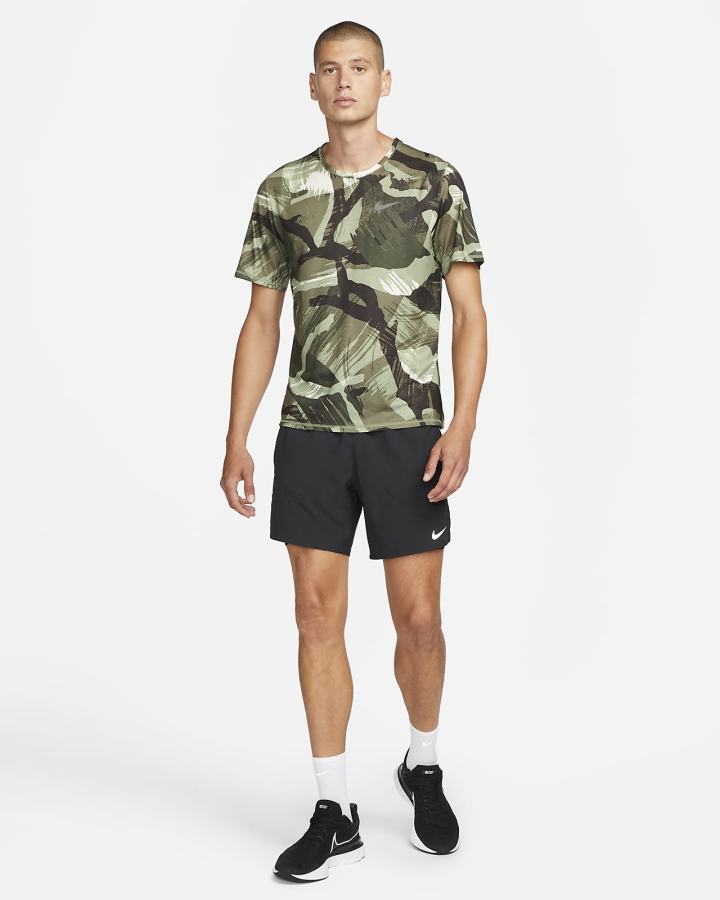 Nike Dri-FIT Miler Short-Sleeve Camo Muške Majice Zelene | HR-21398SIPZ