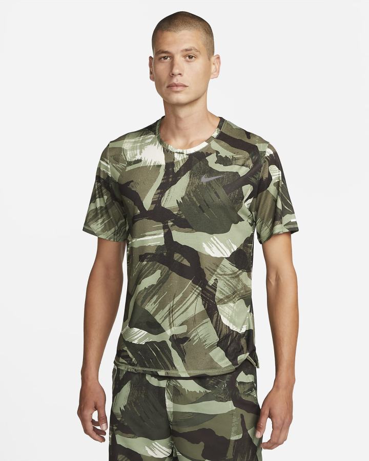 Nike Dri-FIT Miler Short-Sleeve Camo Muške Majice Zelene | HR-21398SIPZ