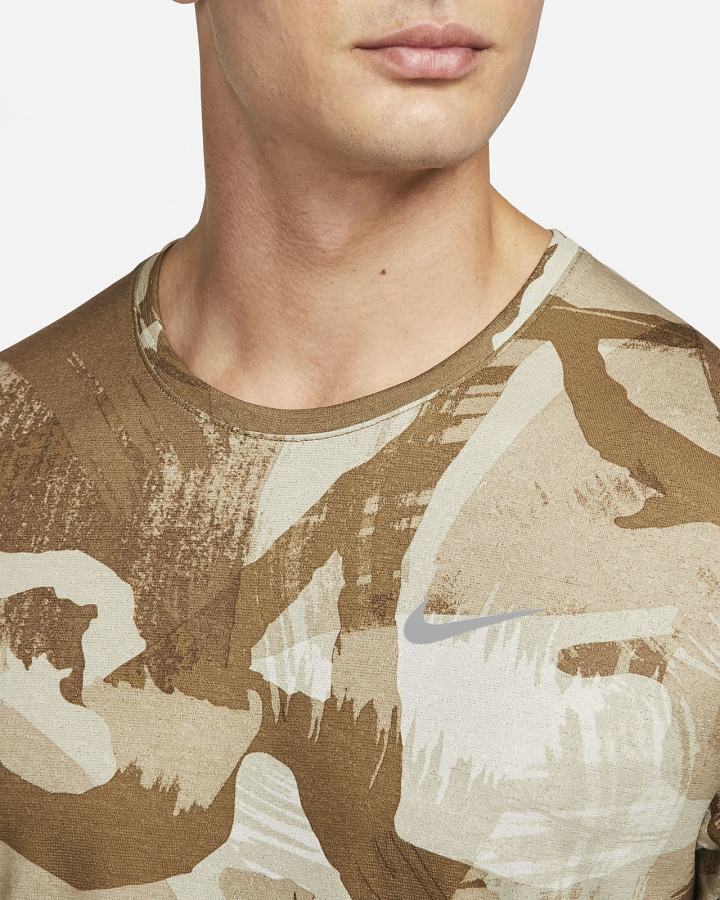 Nike Dri-FIT Miler Short-Sleeve Camo Muške Majice Smeđe | HR-75694CVTR