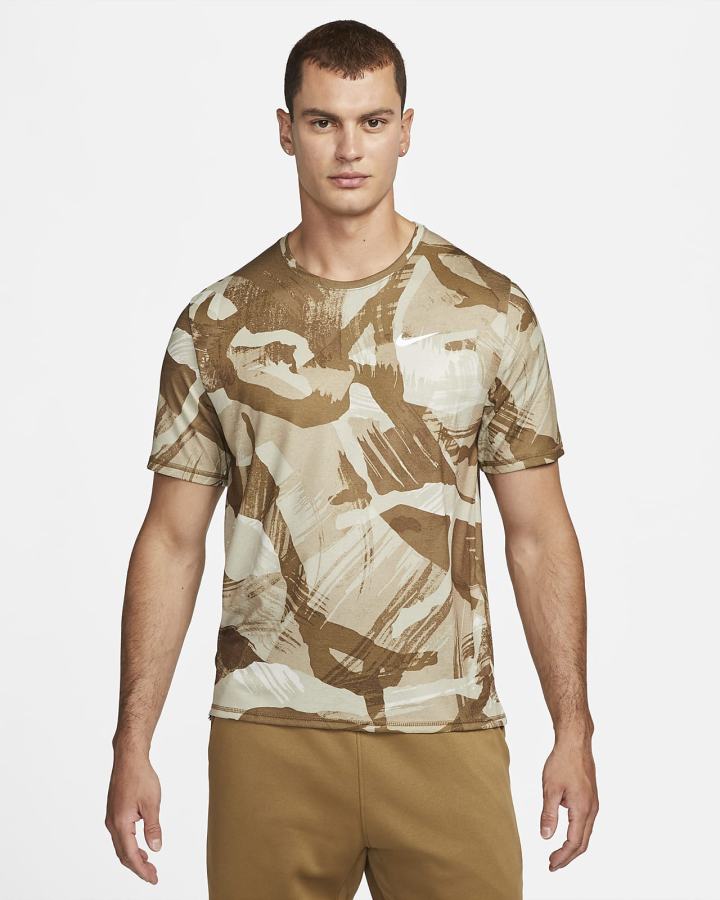 Nike Dri-FIT Miler Short-Sleeve Camo Muške Majice Smeđe | HR-75694CVTR