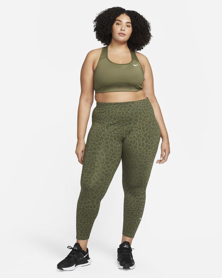 Nike Dri-FIT One High-Waisted Printed Ženske Tajice Maslinasto Zelene Bijele | HR-25301SBHC