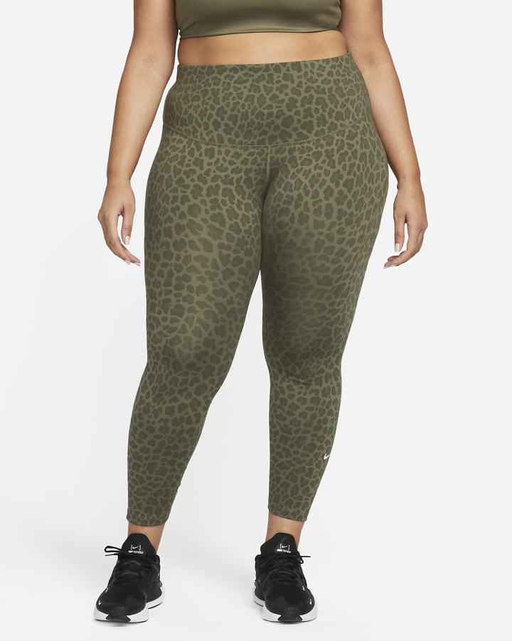 Nike Dri-FIT One High-Waisted Printed Ženske Tajice Maslinasto Zelene Bijele | HR-25301SBHC