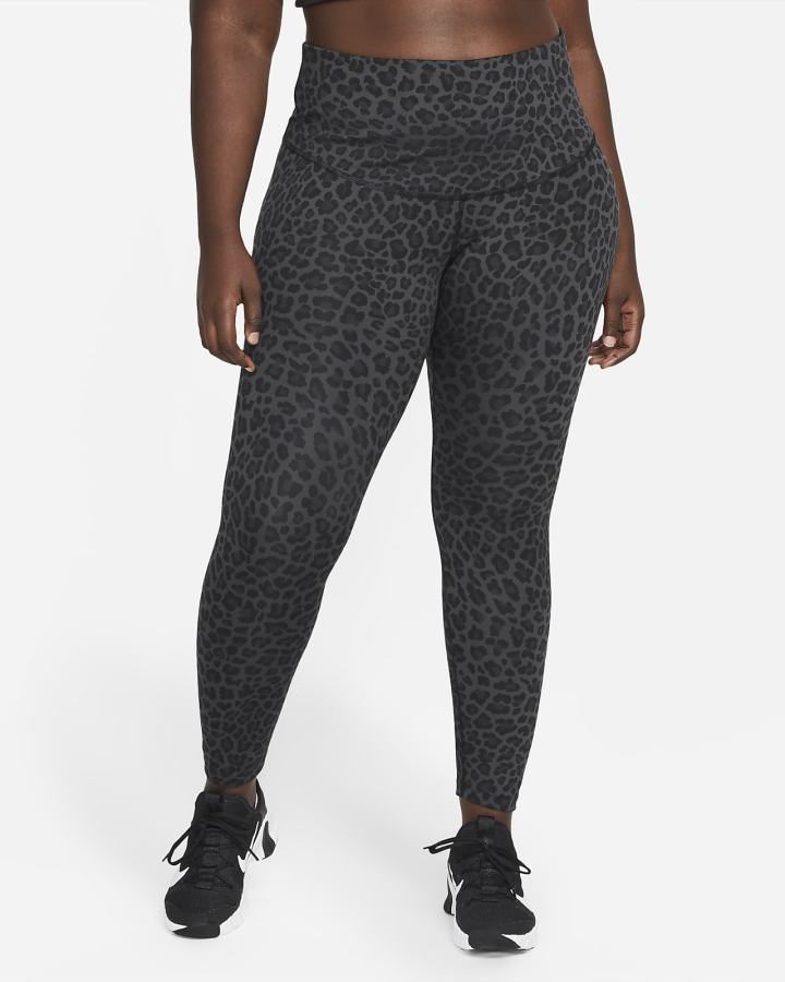 Nike Dri-FIT One High-Waisted Printed Ženske Tajice Tamno Sive Bijele | HR-40295WOZX