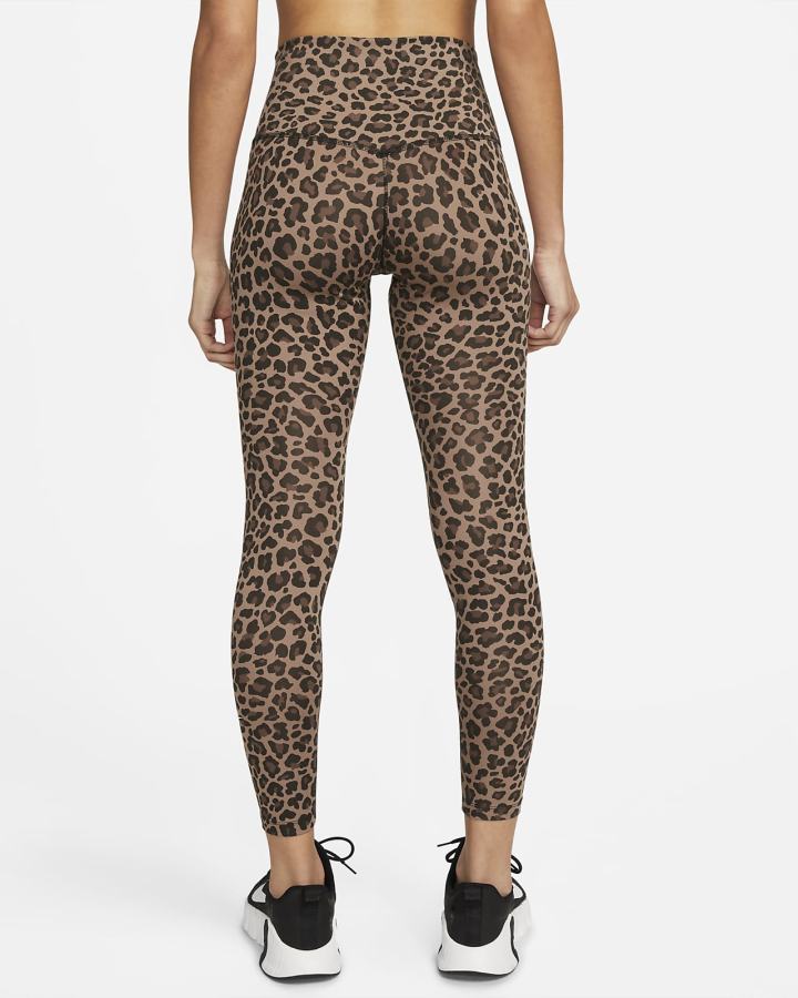 Nike Dri-FIT One High-Waisted Printed Ženske Tajice Smeđe Bijele | HR-43691DPKA