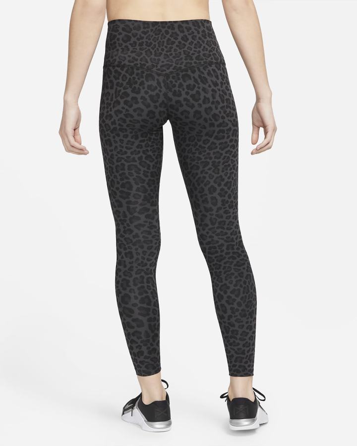 Nike Dri-FIT One High-Waisted Printed Ženske Tajice Tamno Sive Bijele | HR-48105UVCS