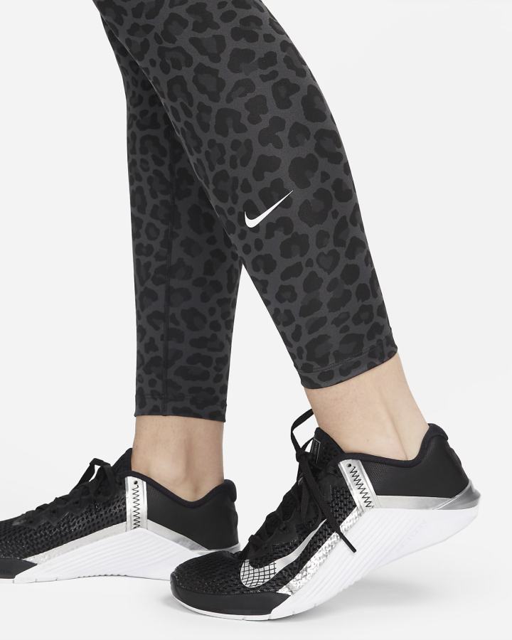 Nike Dri-FIT One High-Waisted Printed Ženske Tajice Tamno Sive Bijele | HR-48105UVCS