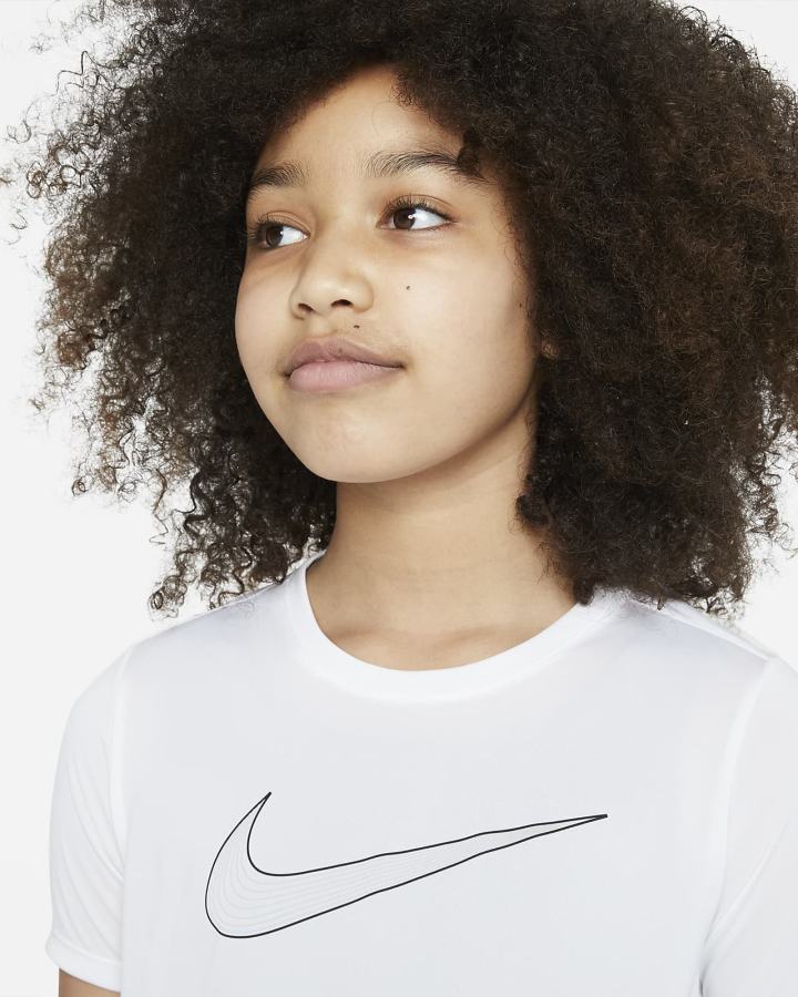 Nike Dri-FIT One Kids Short-Sleeve Training Top (Extended Size) Za Djevojčice Majice Bijele Crne | HR-16975BCEG