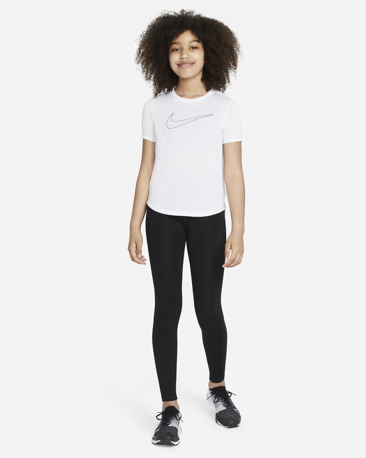 Nike Dri-FIT One Kids Short-Sleeve Training Top (Extended Size) Za Djevojčice Majice Bijele Crne | HR-16975BCEG