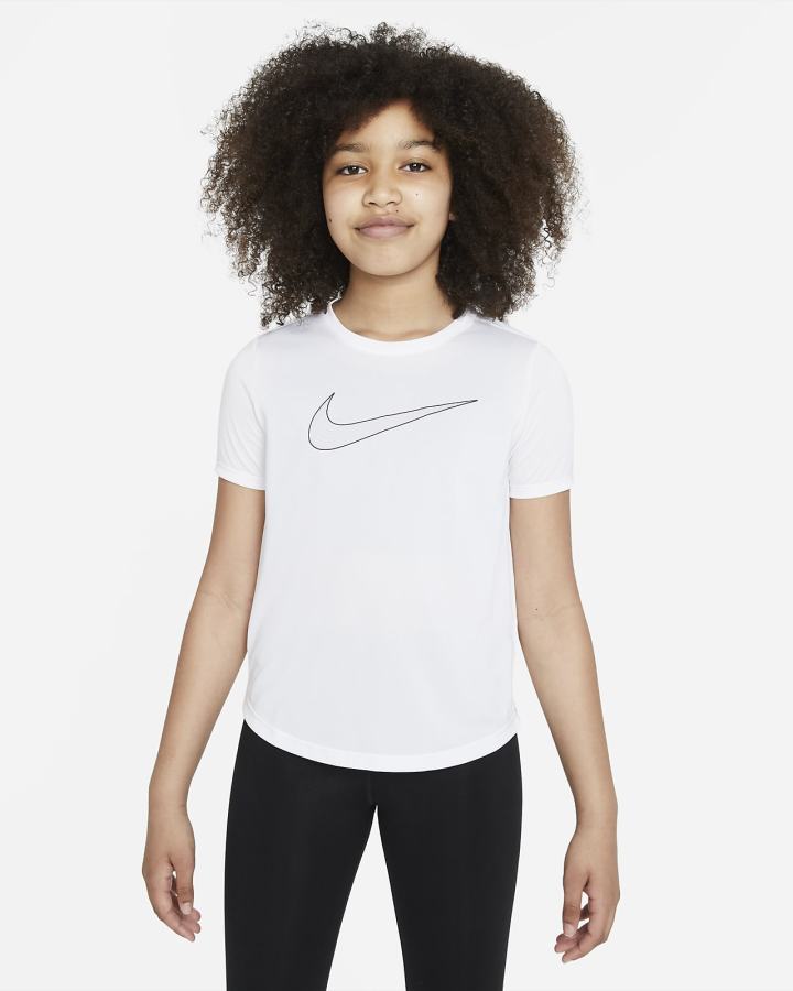 Nike Dri-FIT One Kids Short-Sleeve Training Top (Extended Size) Za Djevojčice Majice Bijele Crne | HR-16975BCEG