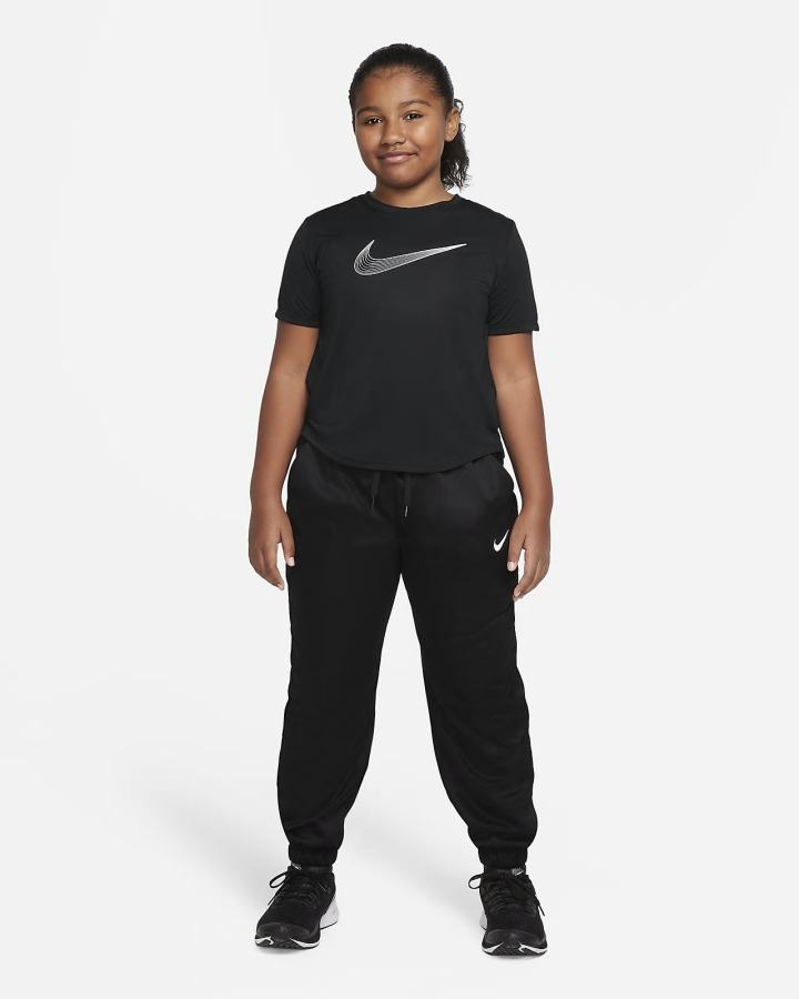 Nike Dri-FIT One Kids Short-Sleeve Training Top (Extended Size) Za Djevojčice Majice Crne Bijele | HR-39571HYPJ