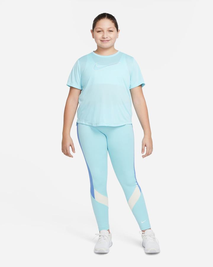 Nike Dri-FIT One Kids Short-Sleeve Training Top (Extended Size) Za Djevojčice Majice Plave | HR-65937BNIE