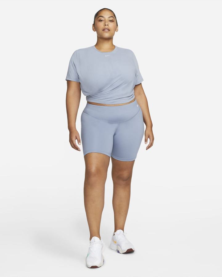 Nike Dri-FIT One Luxe Twist Cropped Short-Sleeve Top Ženske Majice Plave | HR-04865XZPM