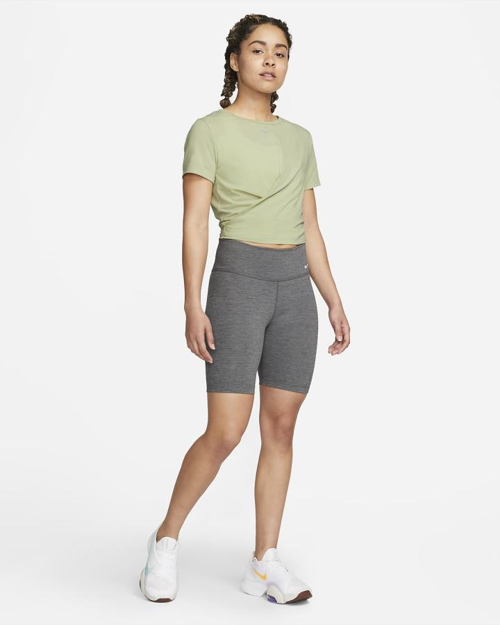 Nike Dri-FIT One Luxe Twist Cropped Short-Sleeve Top Ženske Majice Maslinasto Zelene | HR-05974NKFL