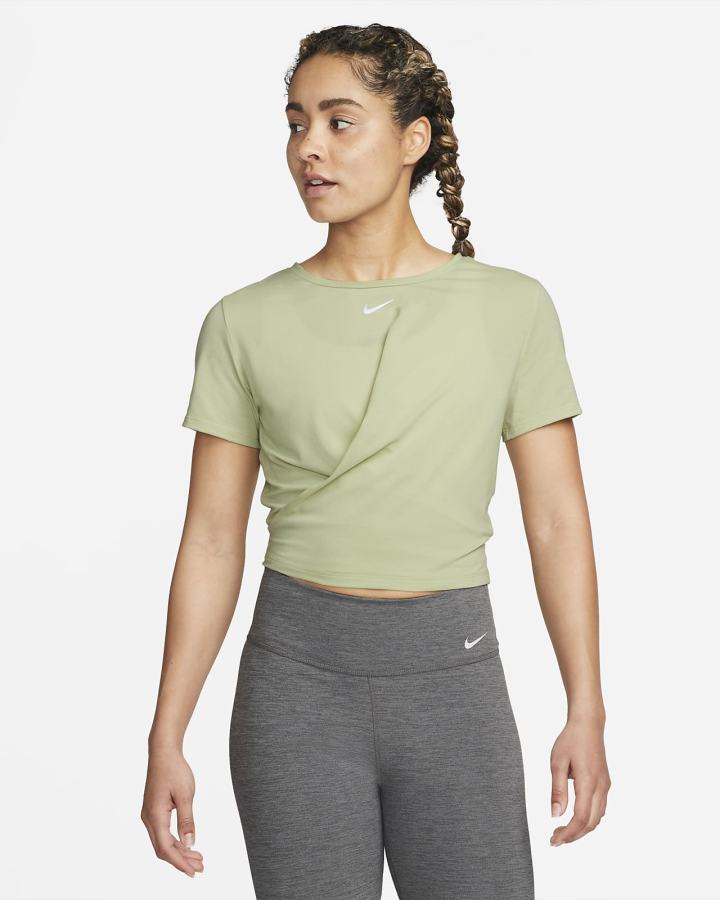 Nike Dri-FIT One Luxe Twist Cropped Short-Sleeve Top Ženske Majice Maslinasto Zelene | HR-05974NKFL