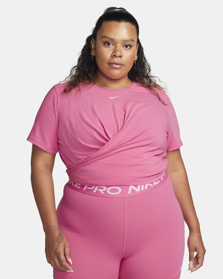 Nike Dri-FIT One Luxe Twist Cropped Short-Sleeve Top Ženske Majice Roze | HR-14832UVHD