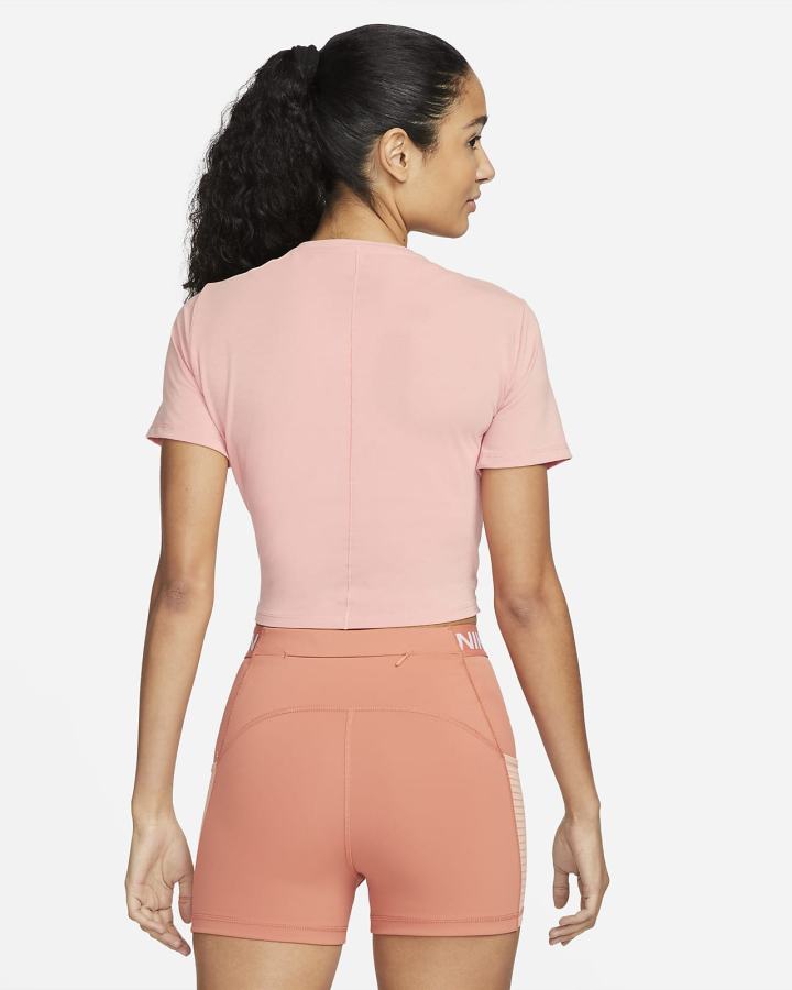 Nike Dri-FIT One Luxe Twist Cropped Short-Sleeve Top Ženske Majice Roze | HR-17846CSAY