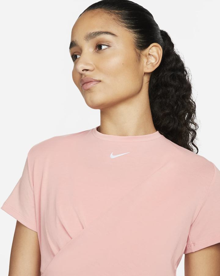 Nike Dri-FIT One Luxe Twist Cropped Short-Sleeve Top Ženske Majice Roze | HR-17846CSAY