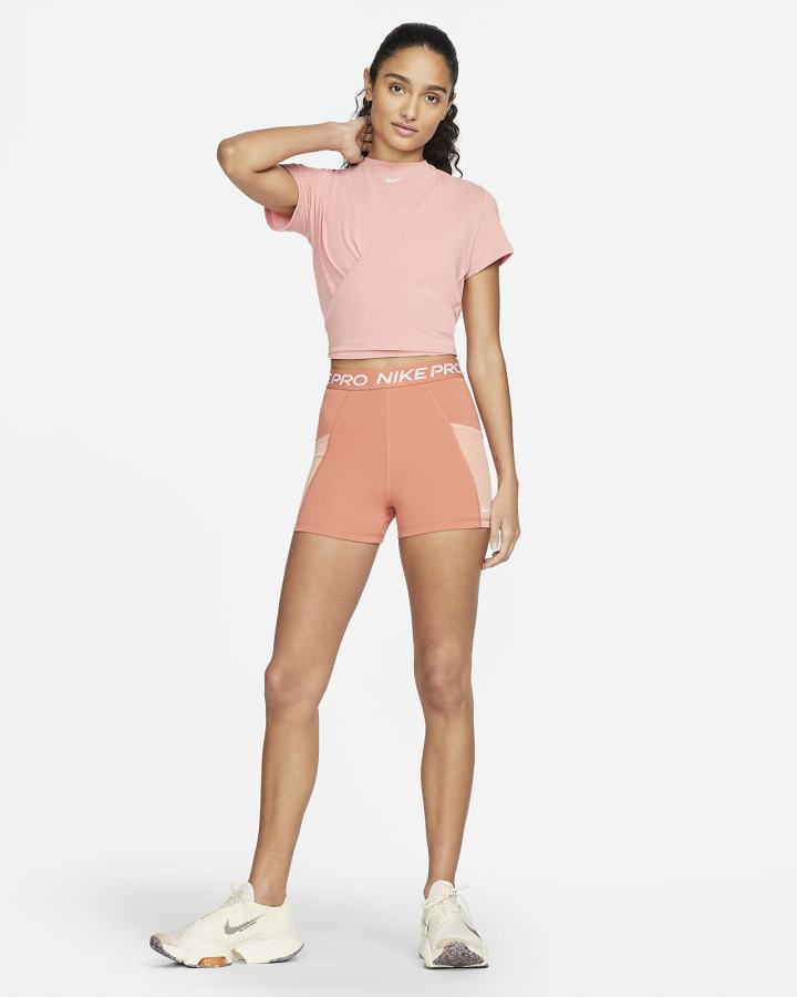 Nike Dri-FIT One Luxe Twist Cropped Short-Sleeve Top Ženske Majice Roze | HR-17846CSAY