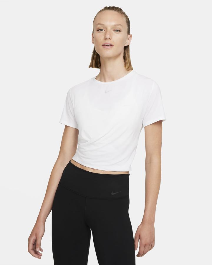 Nike Dri-FIT One Luxe Twist Cropped Short-Sleeve Top Ženske Majice Bijele | HR-43957CVDJ