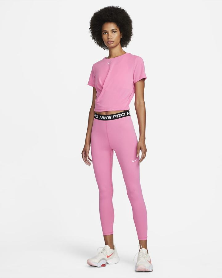 Nike Dri-FIT One Luxe Twist Cropped Short-Sleeve Top Ženske Majice Roze | HR-64810BOLT