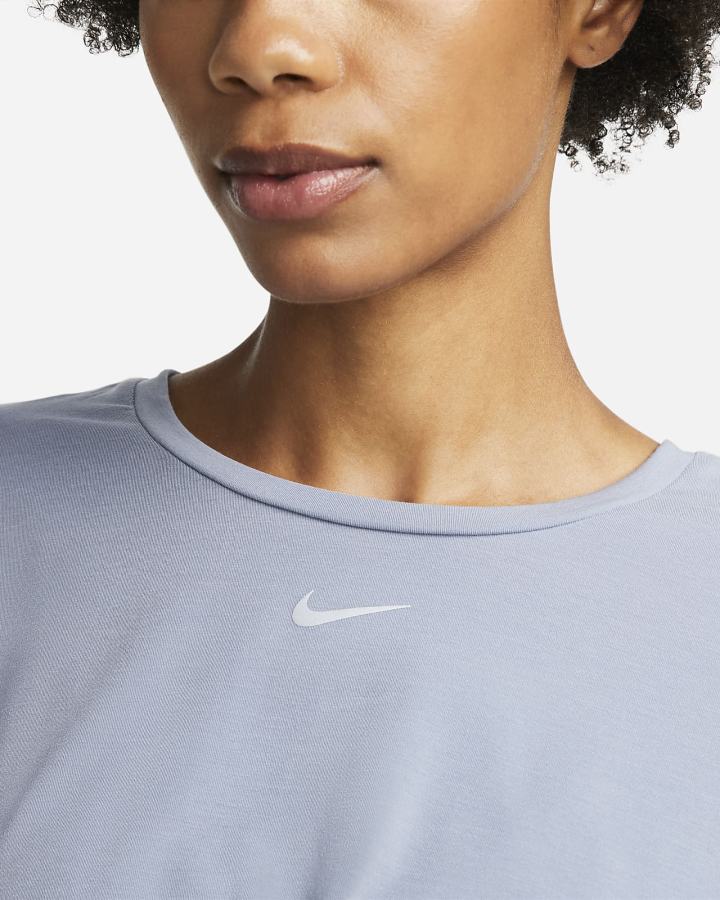 Nike Dri-FIT One Luxe Twist Cropped Short-Sleeve Top Ženske Majice Plave | HR-80143FXVP