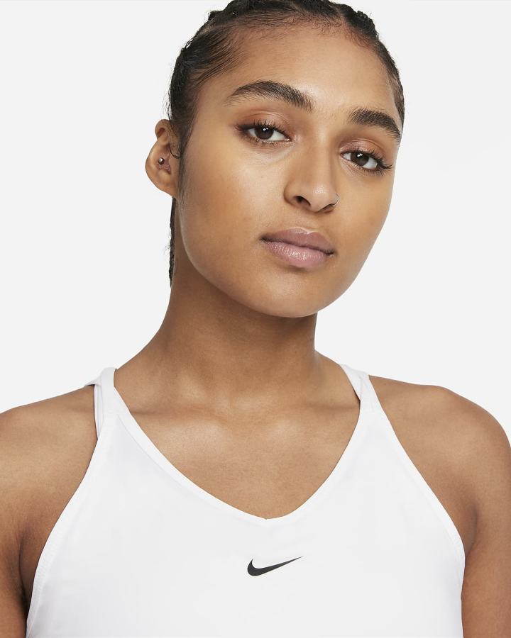 Nike Dri-FIT One Slim Fit Strappy Ženske Majica Bez Rukava Bijele Crne | HR-36842OPBR