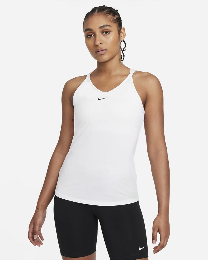 Nike Dri-FIT One Slim Fit Strappy Ženske Majica Bez Rukava Bijele Crne | HR-36842OPBR